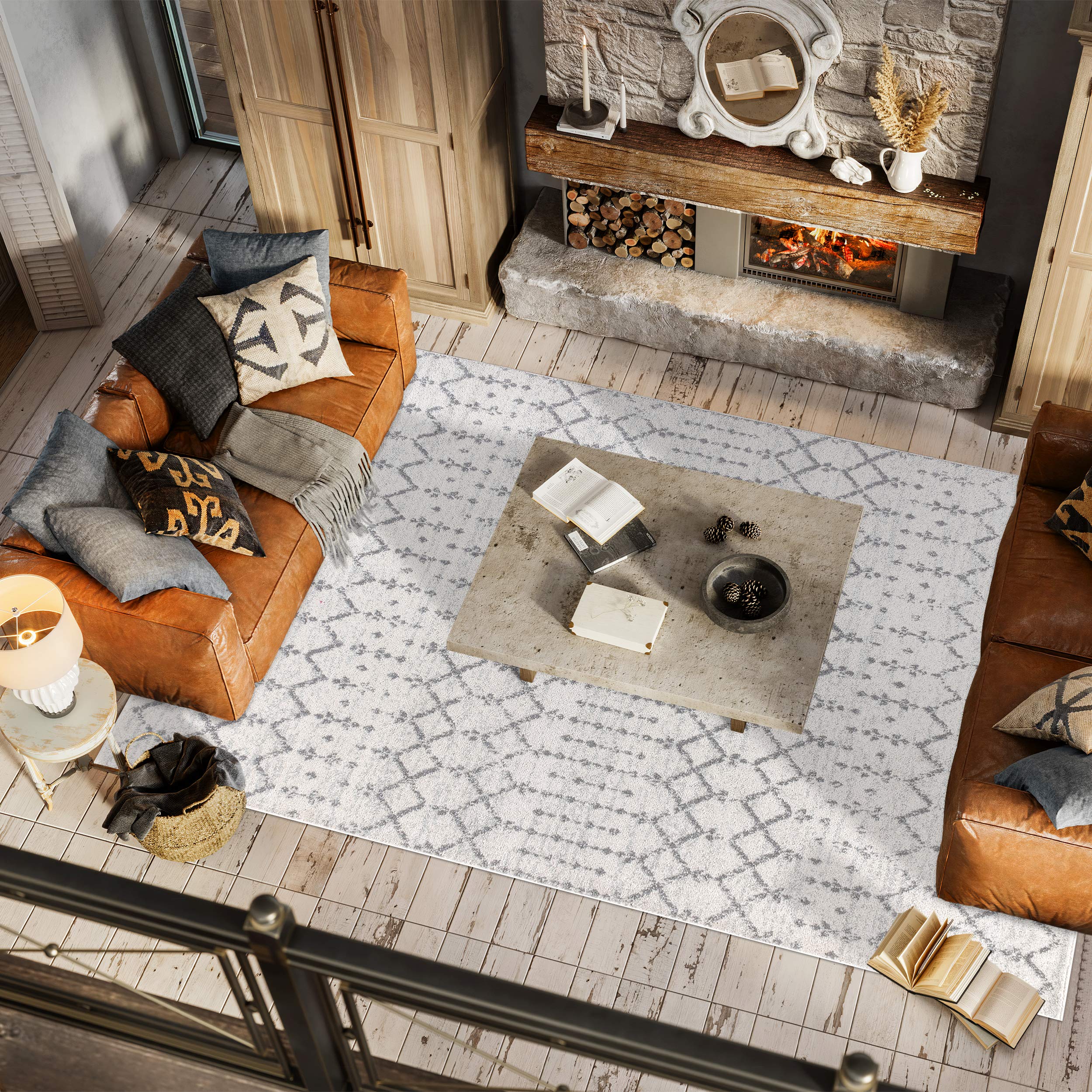 MOH101B-9 Moroccan Hype Boho Vintage Diamond Indoor Area-Rug Bohemian