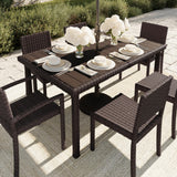 Bedford 60" Indoor-Outdoor Patio Table with Faux Wood Top and Rattan Wicker