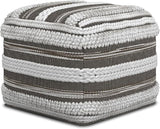 ommer Boho Square Pouf in Natural Handloom Woven Pattern for the Living Room,