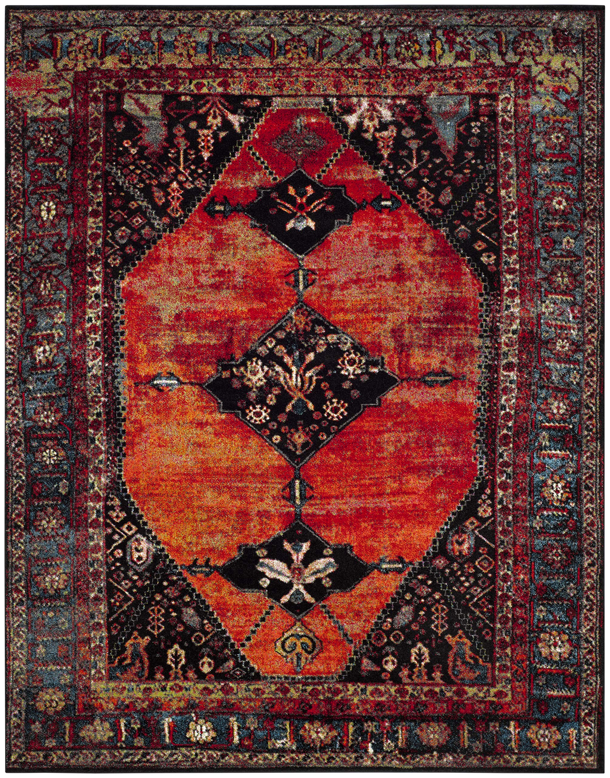 SAFAVIEH Vintage Hamadan Collection Area Rug - 10'6" x 14', Orange & Multi, Traditional Persian Design, Non-Shedding & Easy Care, Ideal for High Traffic Areas in Living Room, Bedroom (VTH217B)