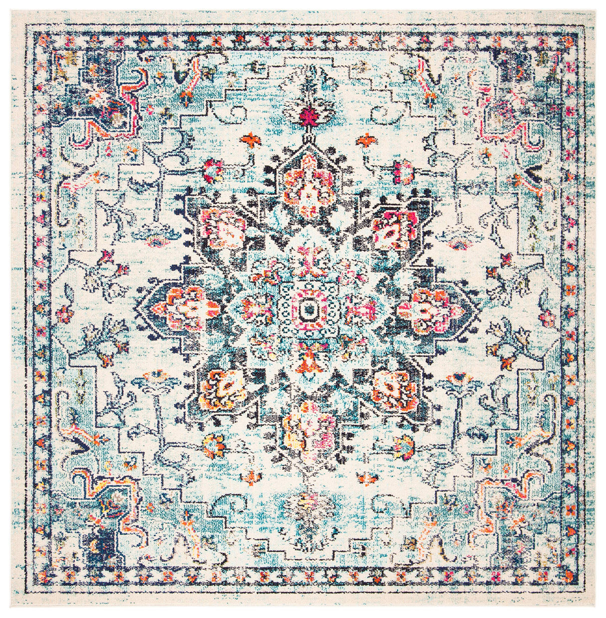 Madison Collection Area Rug - 10' Square, Cream & Blue