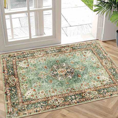 Green Rug 3x5,Washable Area Rugs for Bedroom Living Room Kitchen Entryway,