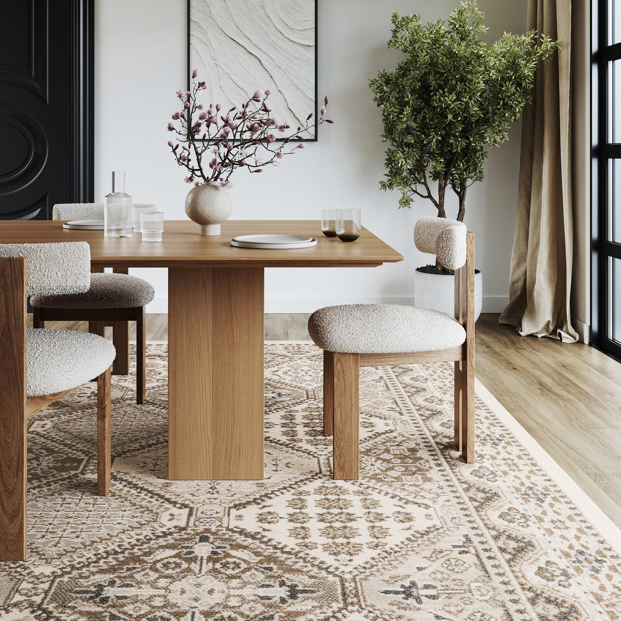 9x12 Becca Traditional Tiled Area Rug - Beige Faded Transitional Design