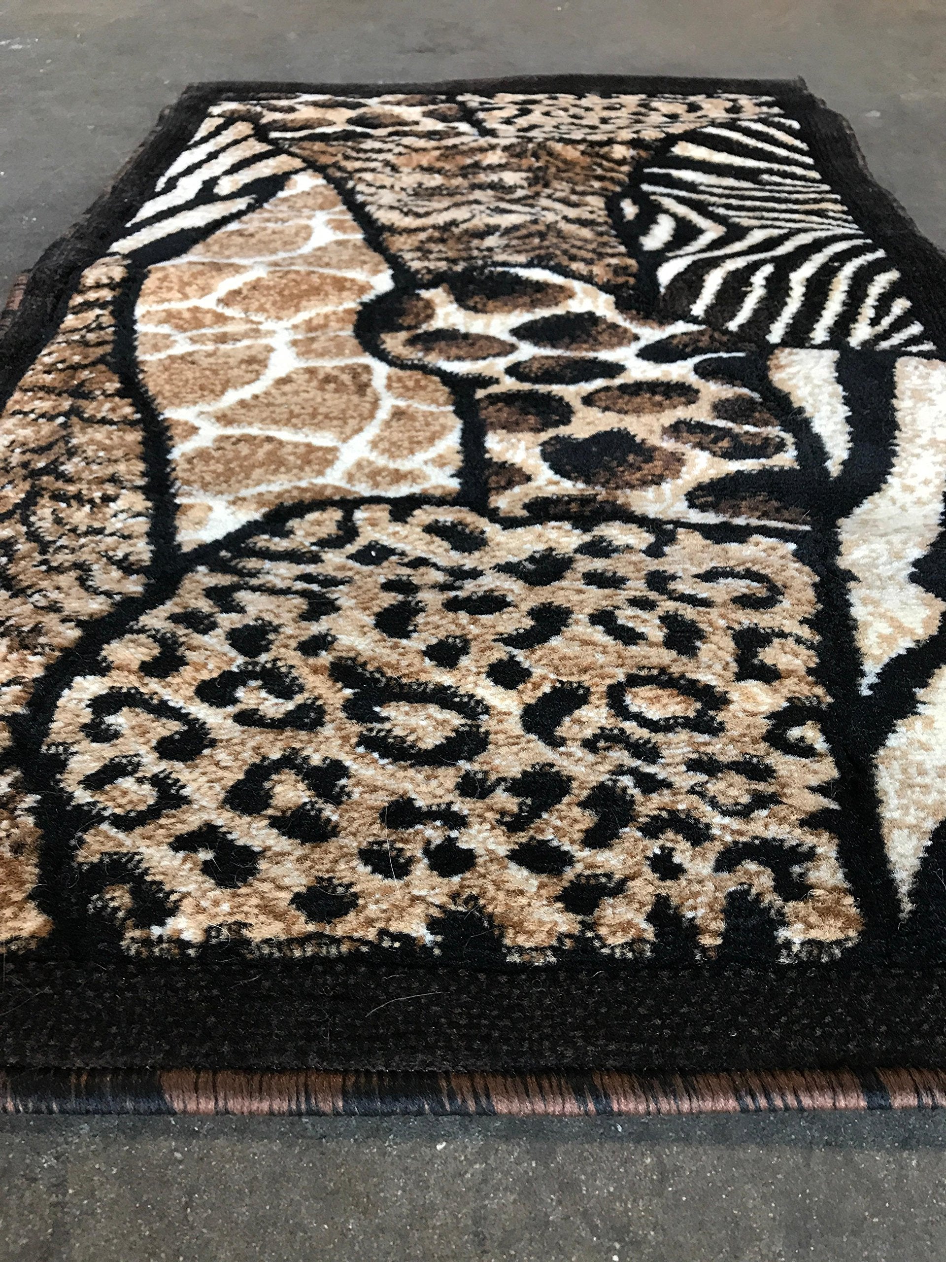 Animal Skin Print Door Mat Rug Leopard Tiger Zebra Black Brown Beige