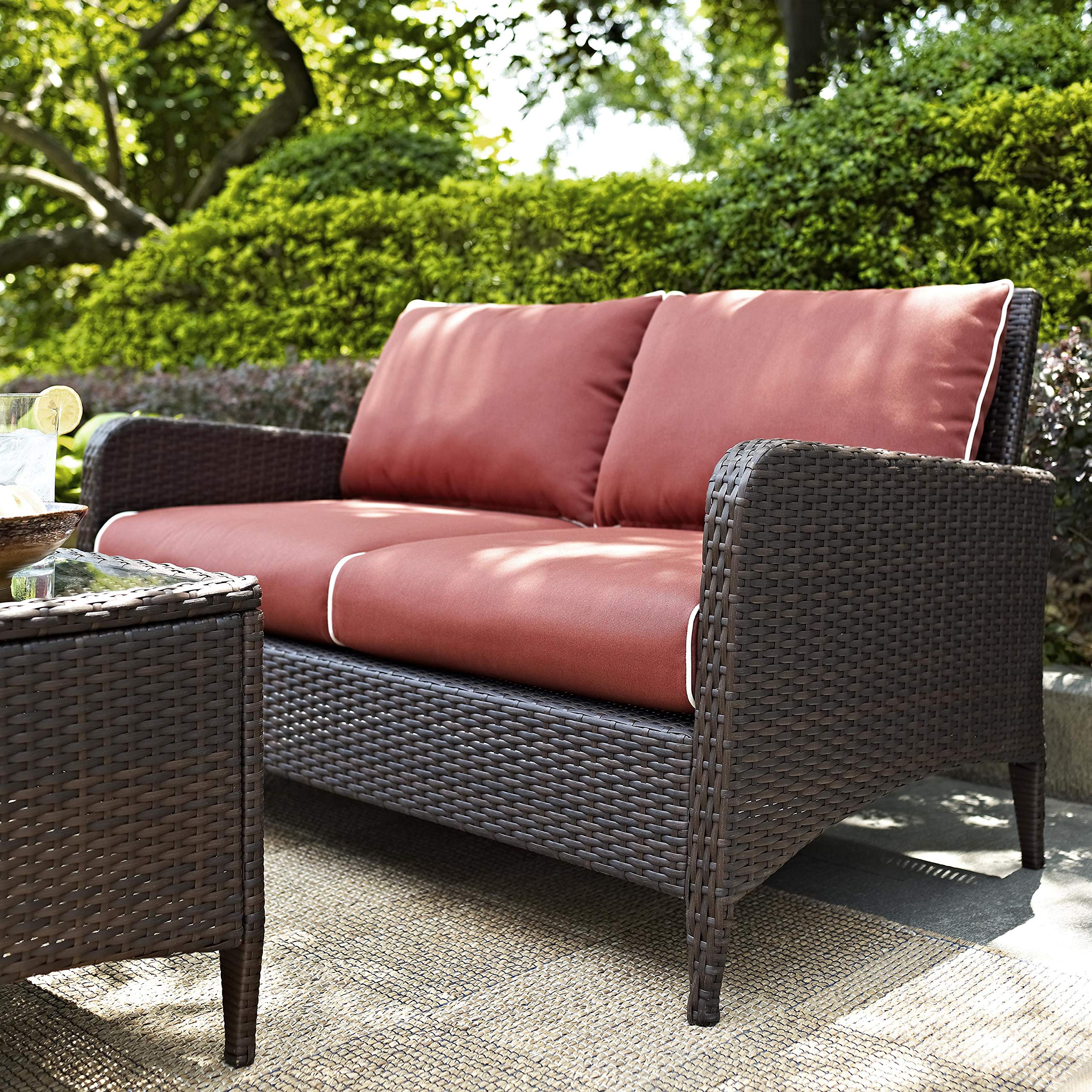 Outdoor Wicker Loveseat in Sangria