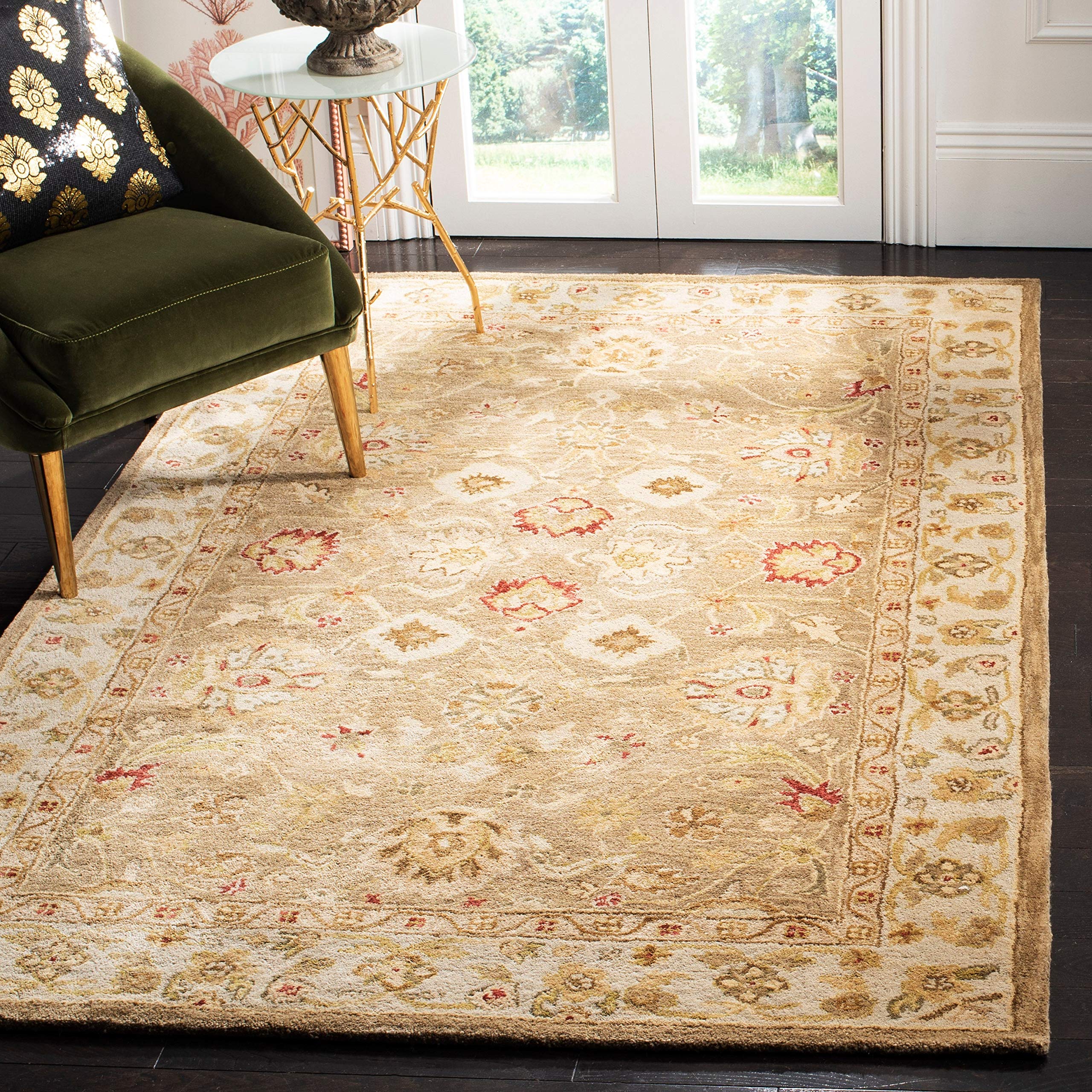 Antiquity Collection 9' x 12' Handmade Traditional Oriental Wool Area Rug - Brown/Beige