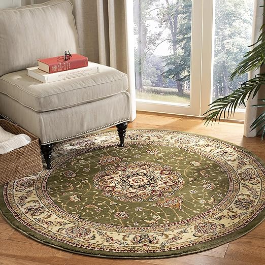 Lyndhurst Traditional Oriental Area Rug - 8' Round Black & Ivory