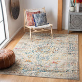 Madison Collection Area Rug - 5'3" x 7'6", Cream & Blue, Boho Distressed Medallion Design