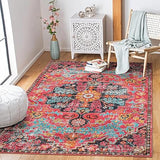 Bohemian Medallion Area Rug, 3x5 Boho Bathroom Rug, Non-Slip Distressed