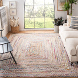 Cape Cod Collection Area Rug - 9' x 12', Beige & Multi, Handmade Boho Braided Jute