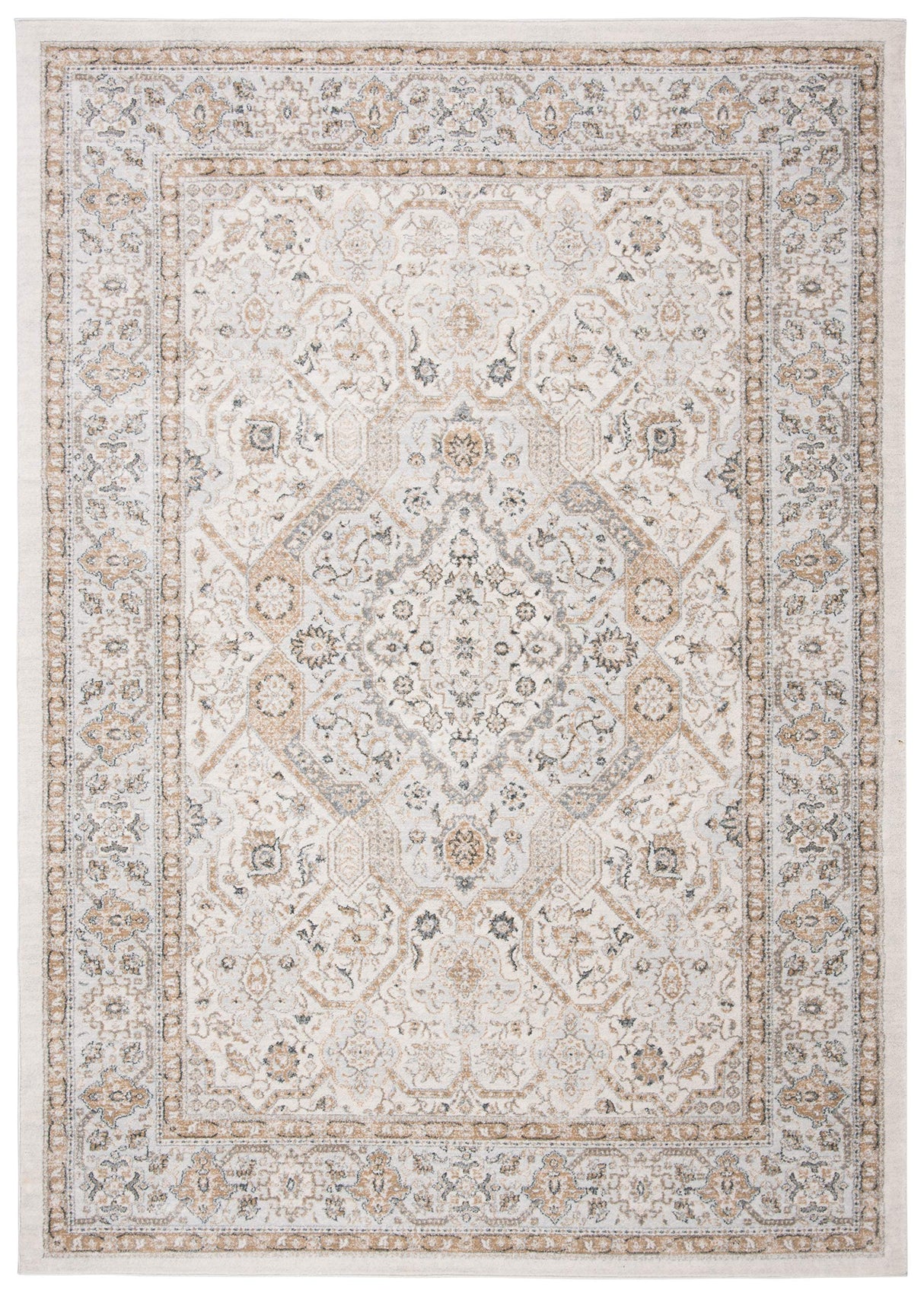 SAFAVIEH Isabella Collection Area Rug - 8' x 10', Cream & Beige, Oriental Design, Non-Shedding & Easy Care, Ideal for High Traffic Areas in Living Room, Bedroom (ISA916B)