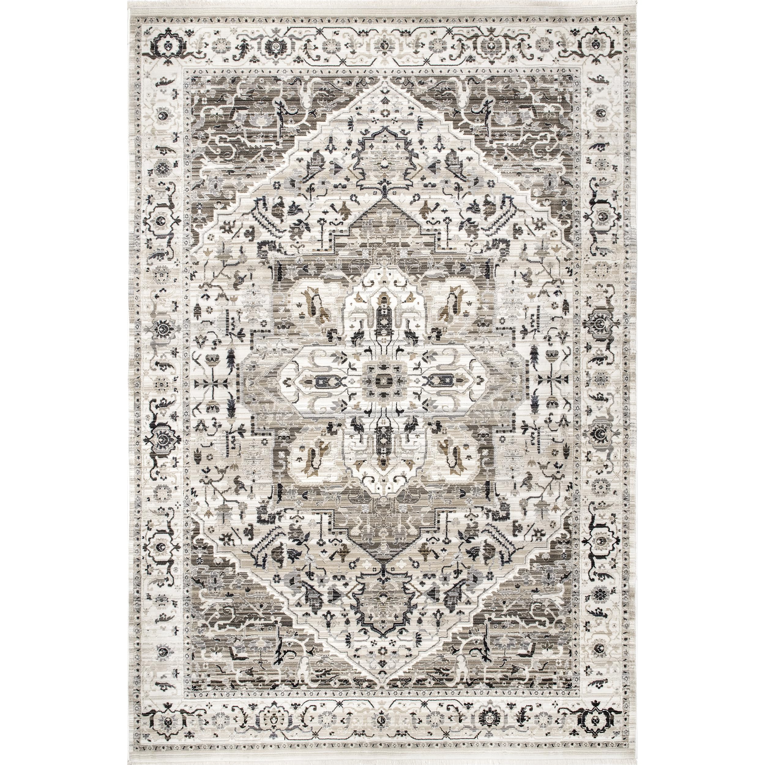 nuLOOM Oliveira Floral Medallion Fringe Area Rug, 8x10, Beige