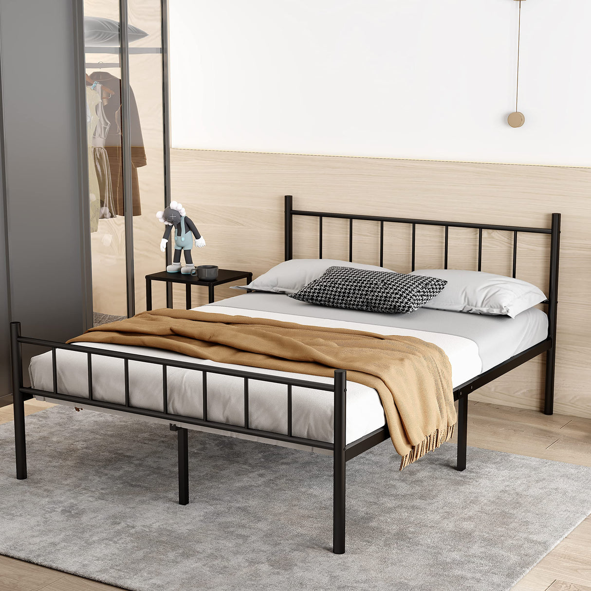 Full Size Platform Bed Frame, Heavy Duty Steel Slats, Metal Frame