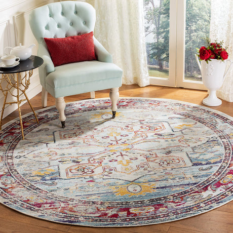 Crystal Collection Accent Rug - 2'2" x 5', Teal & Purple, Medallion Distressed Design,