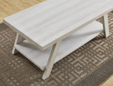 Athens Contemporary Wood Shelf Coffee Table, White