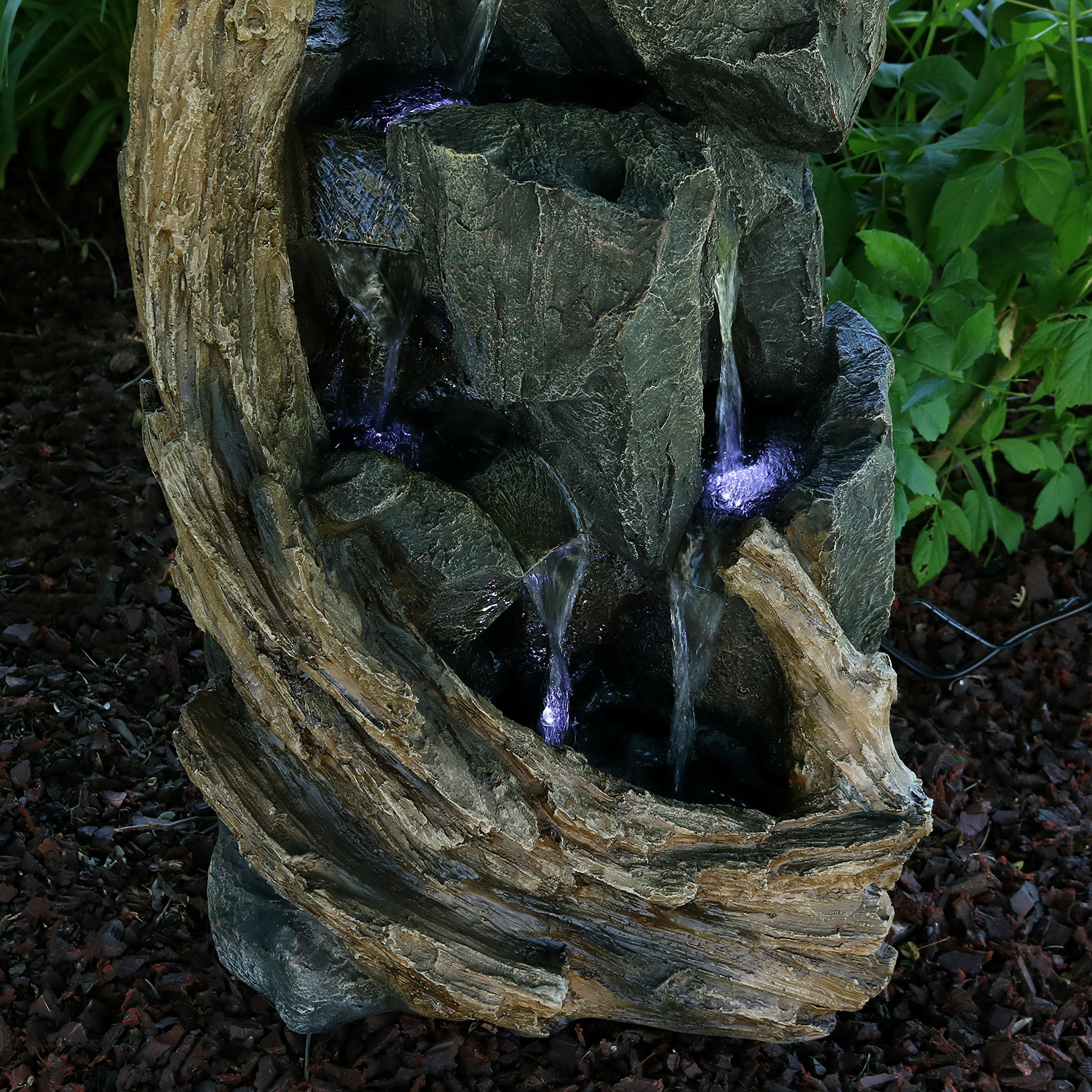 35-Inch Mountainside Rock Waterfall Fountain - Large Outdoor Water Fountain
