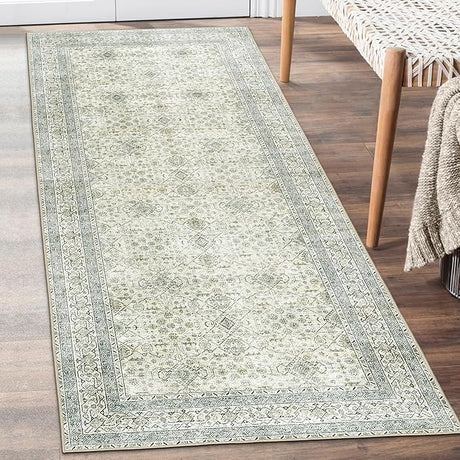 Machine Washable Area Rug Runner - Living Room Bedroom Bathroom Kitchen Entryway Office