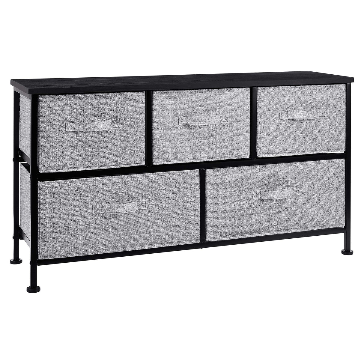 Extra Wide Fabric 5-Drawer Storage Organizer Unit for Closet, Black