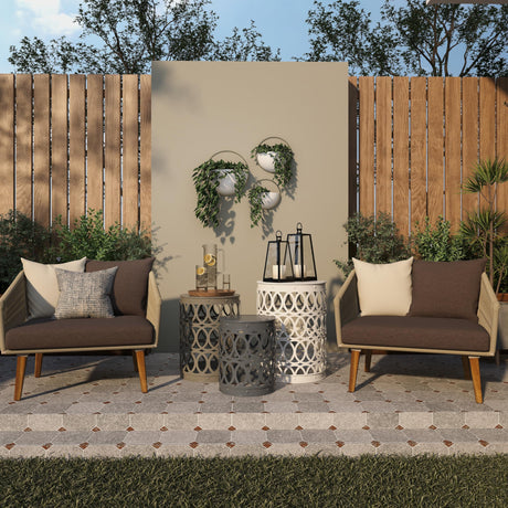 Deco 79 Metal Side End Accent Table Indoor Outdoor Nesting End Table with Carved Trellis Design, Set of 3 Side Table 23", 19", 15"H, Multi Colored - Bircata