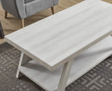 Athens Contemporary Wood Shelf Coffee Table, White