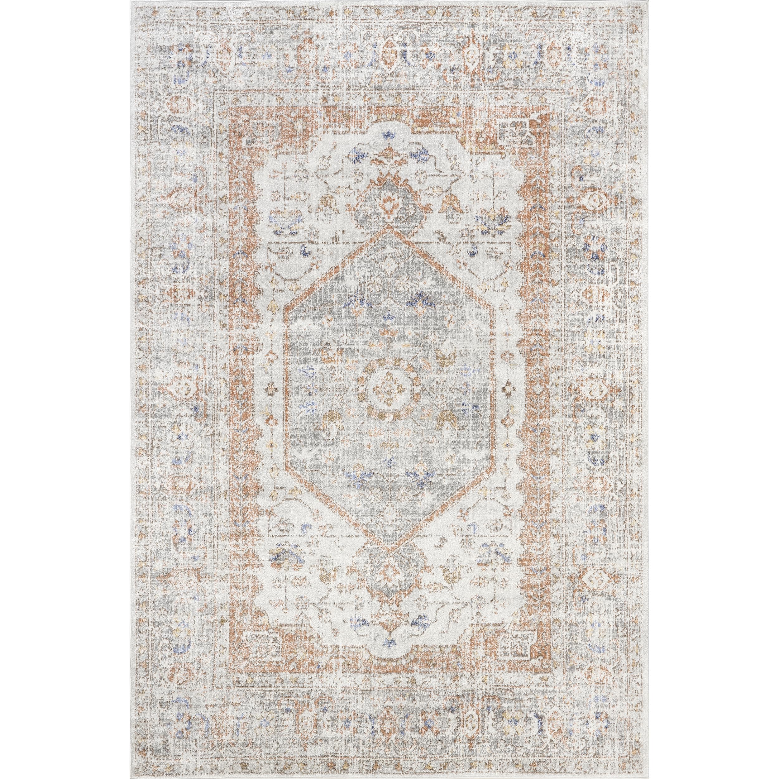 nuLOOM Jacquie Vintage Floral Area Rug - 10x14 Area Rug Transitional Silver/Ivory Rugs for Living Room Bedroom Dining Room Kitchen