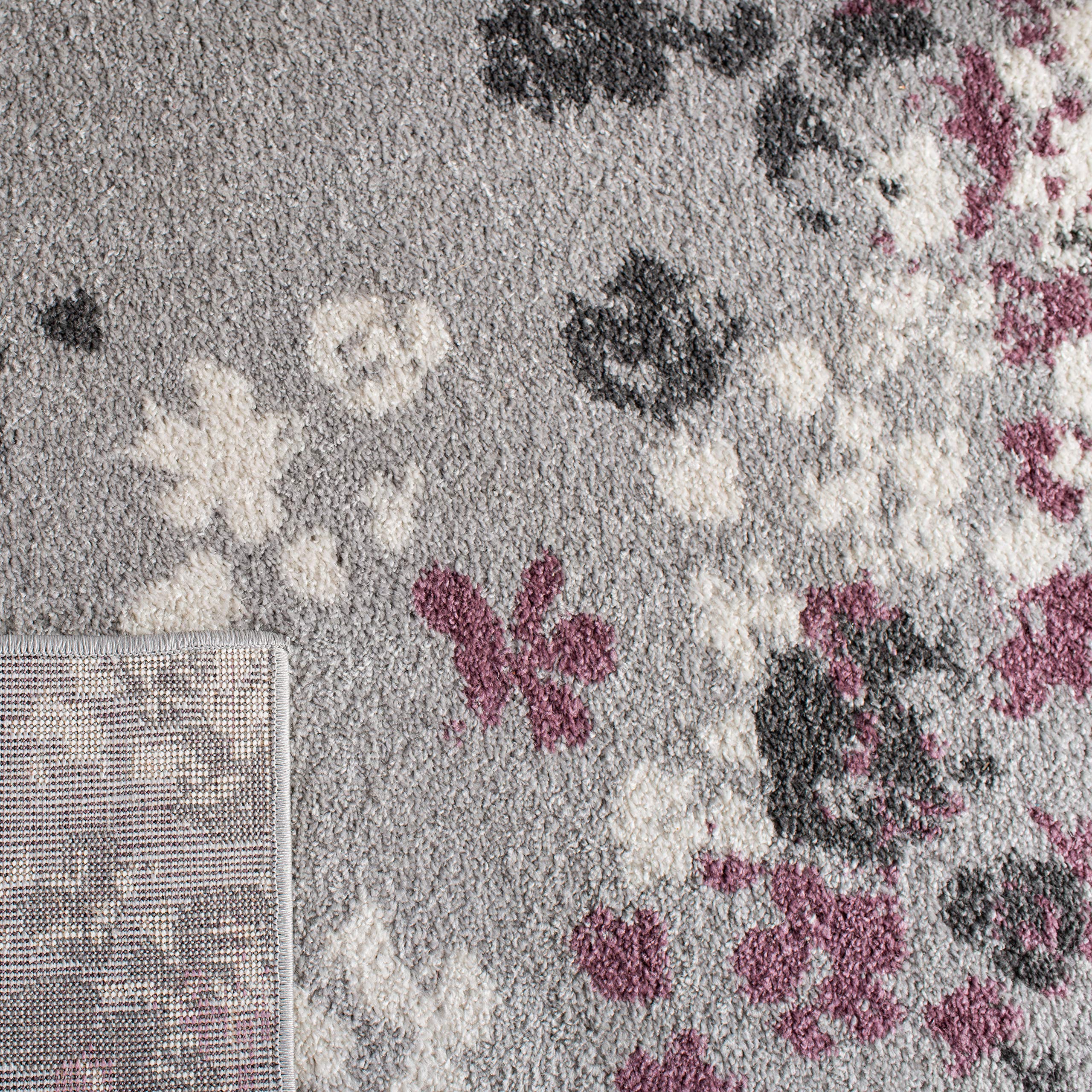SAFAVIEH Adirondack Collection Area Rug - 10' x 14', Light Grey & Purple, Floral Design, Non-Shedding & Easy Care, Ideal for High Traffic Areas in Living Room, Bedroom (ADR115M)