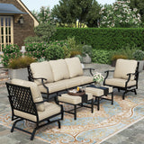 5 Pieces Patio Furniture Set, 2 x Cushioned Rocking Chair