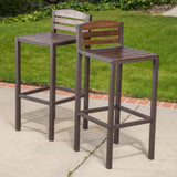 Milos Acacia Barstools, 2-Pcs Set, Dark Brown / Rustic Metal