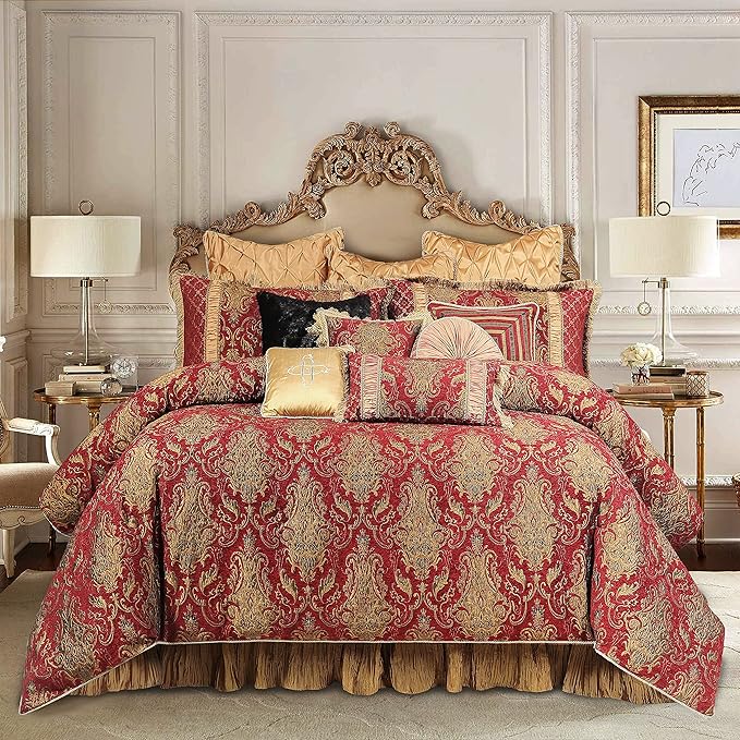 13-Piece Comforter Bed in a Bag, Classic Damask Jacquard Comforter Sets King