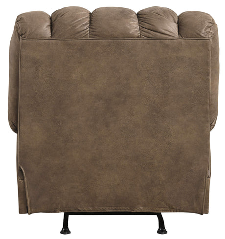 Signature Design by Ashley Adrano Faux Leather Tufted Rocker Recliner with Heat and Massage, Brown