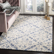 SAFAVIEH Blossom Collection 4' Square Blue/Ivory BLM103M Handmade