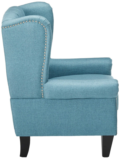 Christopher Knight Home Laird Traditional Winged Fabric Accent Chair, Blue / Dark Brown