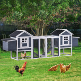 123.6" Chicken Coop Hen House Poultry Cage for 6 Chickens Wooden Rabbit Hutch