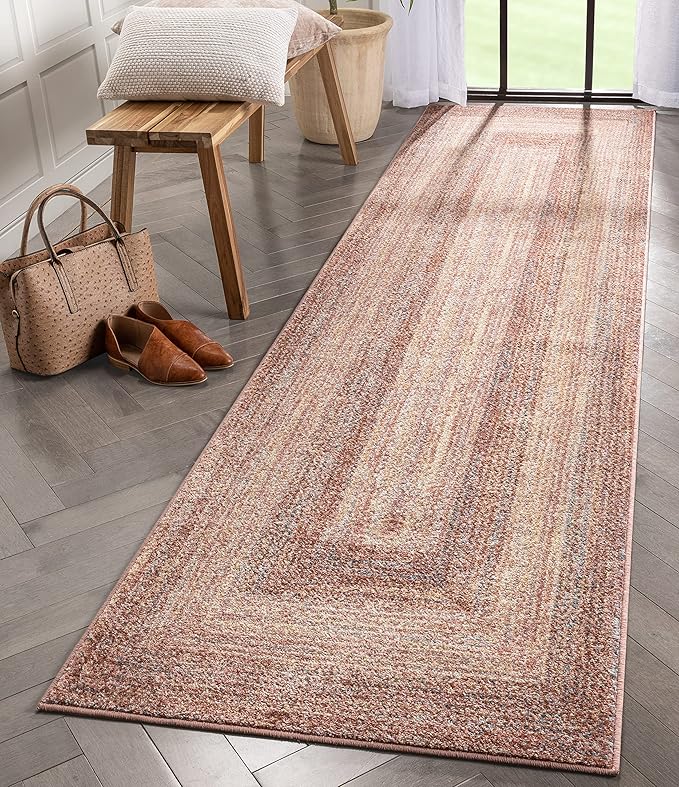 Raggi Vintage Ivory Green Chindi Braided Pattern Area Rug (3'11" x 5'3")