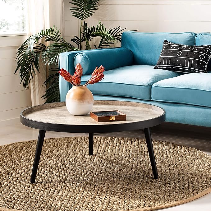 Home Fritz Black Tray Top Round Coffee Table