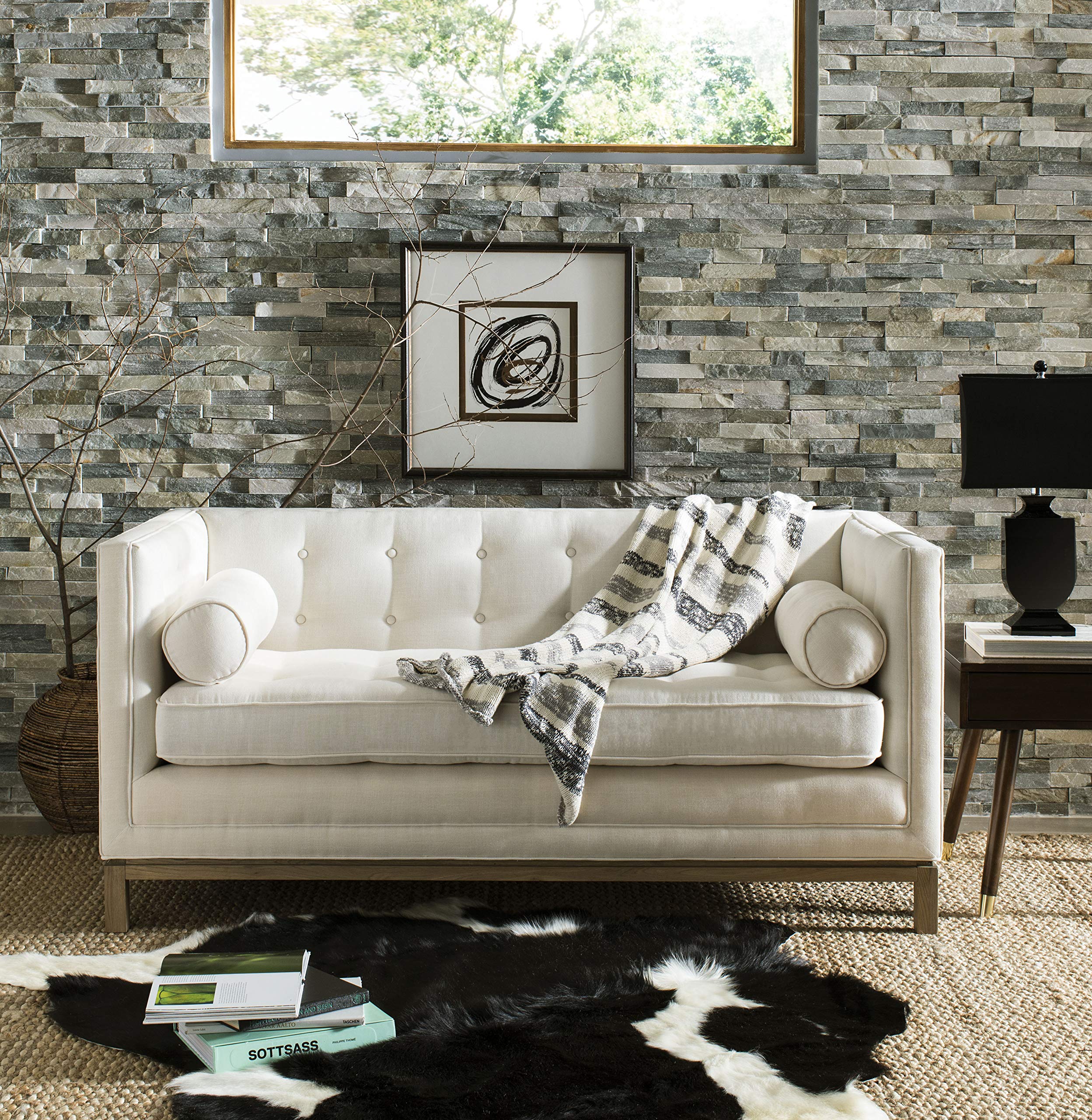 Cow Hide Collection Area Rug - 5'6" x 6'6", Black & White, Handmade Rustic Genuine