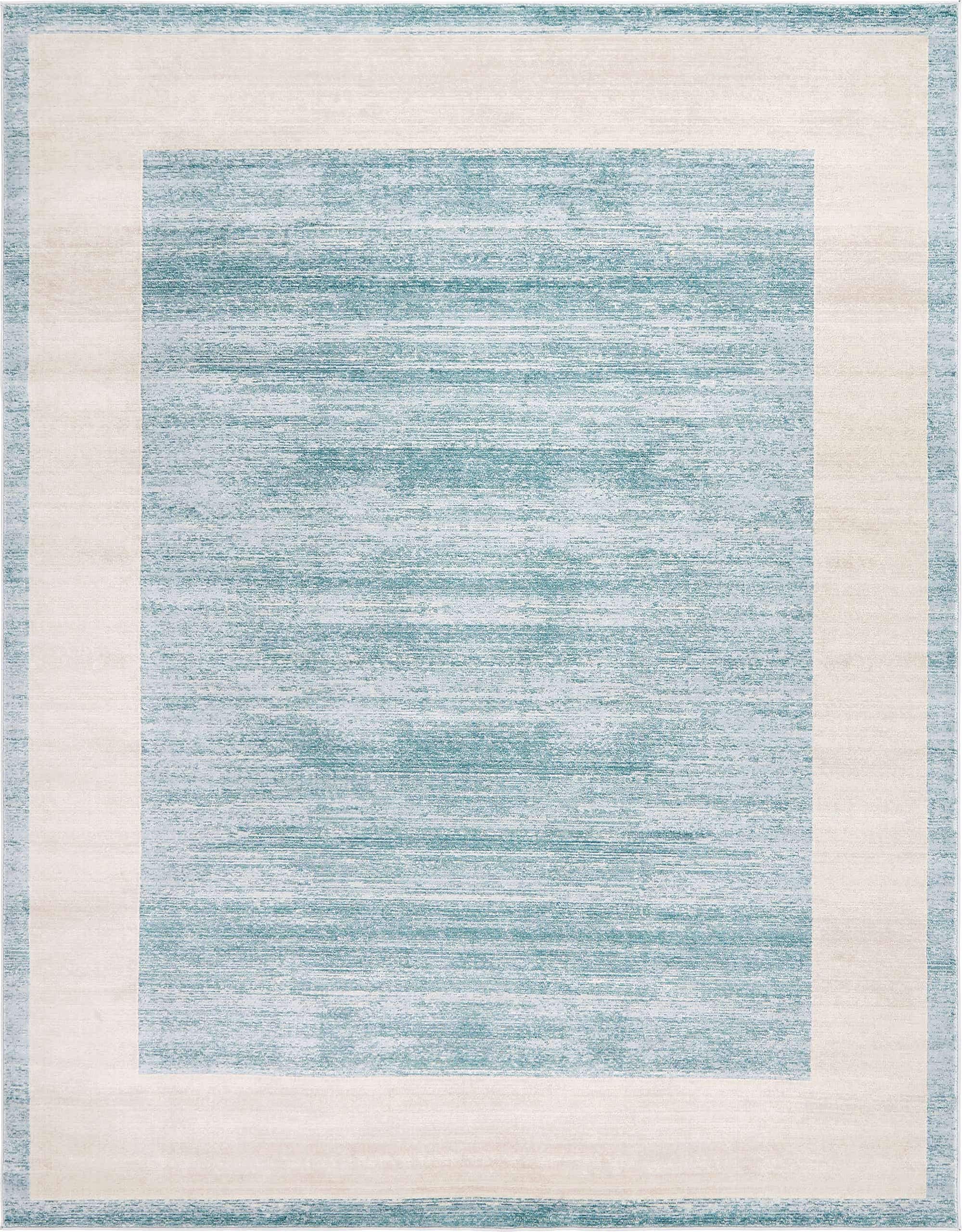Uptown Collection Area Rug - Yorkville (8'x 10' Rectangle, Turquoise/ Ivory)