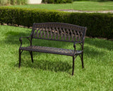 62441 Simone Cast Aluminum Patio Bench Heavy Duty Rust Free Metal Construction
