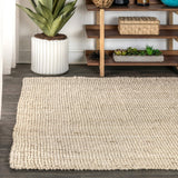 NRF102B-8 Pata Hand Woven Chunky Jute Light Ivory 8 ft. x 10 ft. Area-Rug, Farmhouse