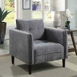 Wraith Modern Biscuit Tufted Fabric Upholstered Chair with Loose Pillow Back