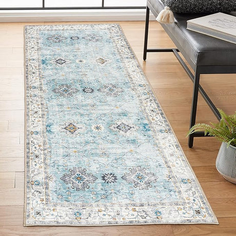 Machine Washable Area Rug Runner - Living Room Bedroom Bathroom Kitchen Entryway Office