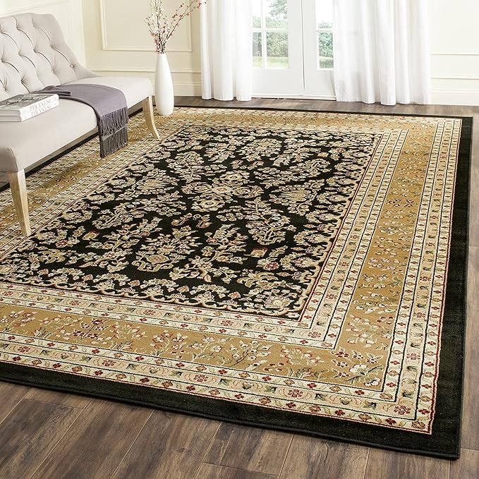 Lyndhurst Collection Area Rug - 9' x 12', Ivory & Red, Traditional Oriental Design