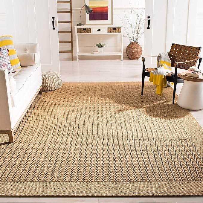 Palm Beach Collection Area Rug - 8' x 11', Silver, Sisal & Jute Design, Ideal for High Traffic