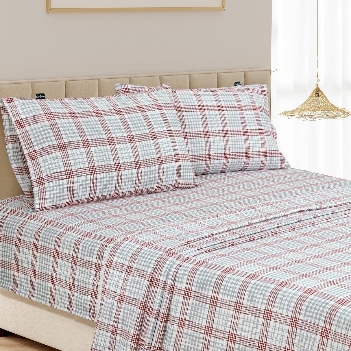 Printed Flannel Sheet Set - Soft, Warm, Moisture Wicking - Bedding Set (Queen,