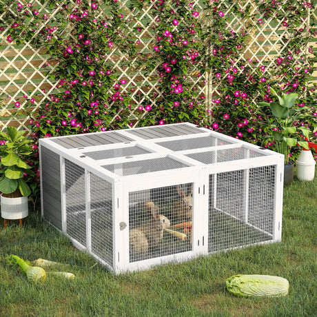 Rabbit Hutch, Wooden Outdoor Bunny Cage with an Openable Foldable Top, Door