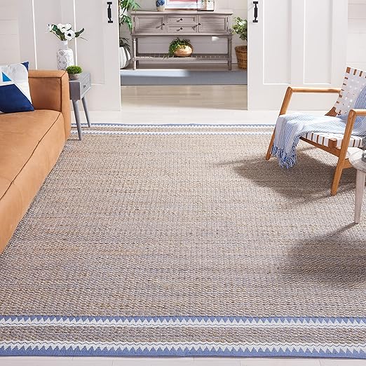 Natural Jute Area Rug 8x10 - Handwoven Boho Farmhouse Style