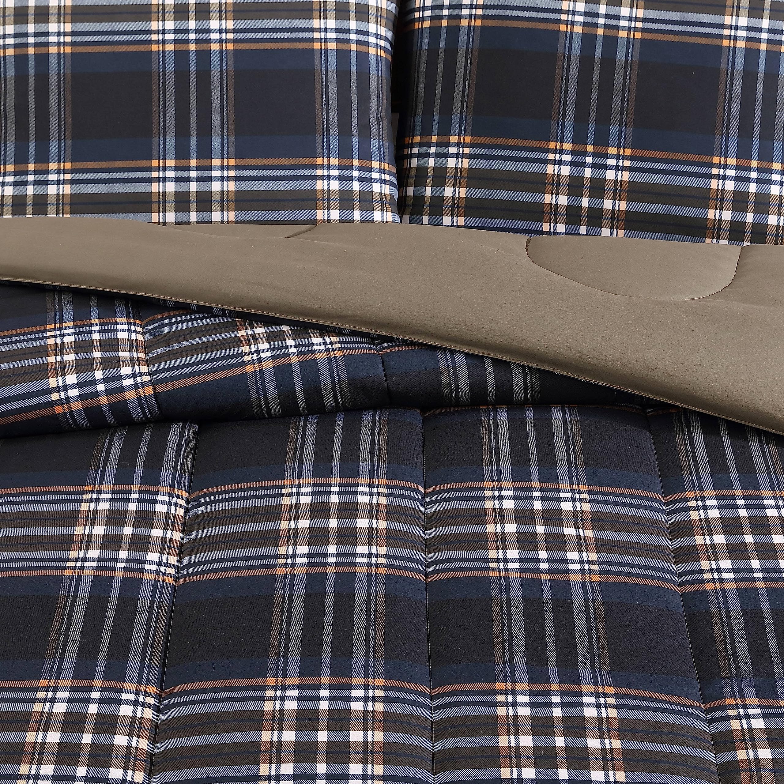 Queen Comforter Set - Soft Reversible Bedding with Box-Stitch Design