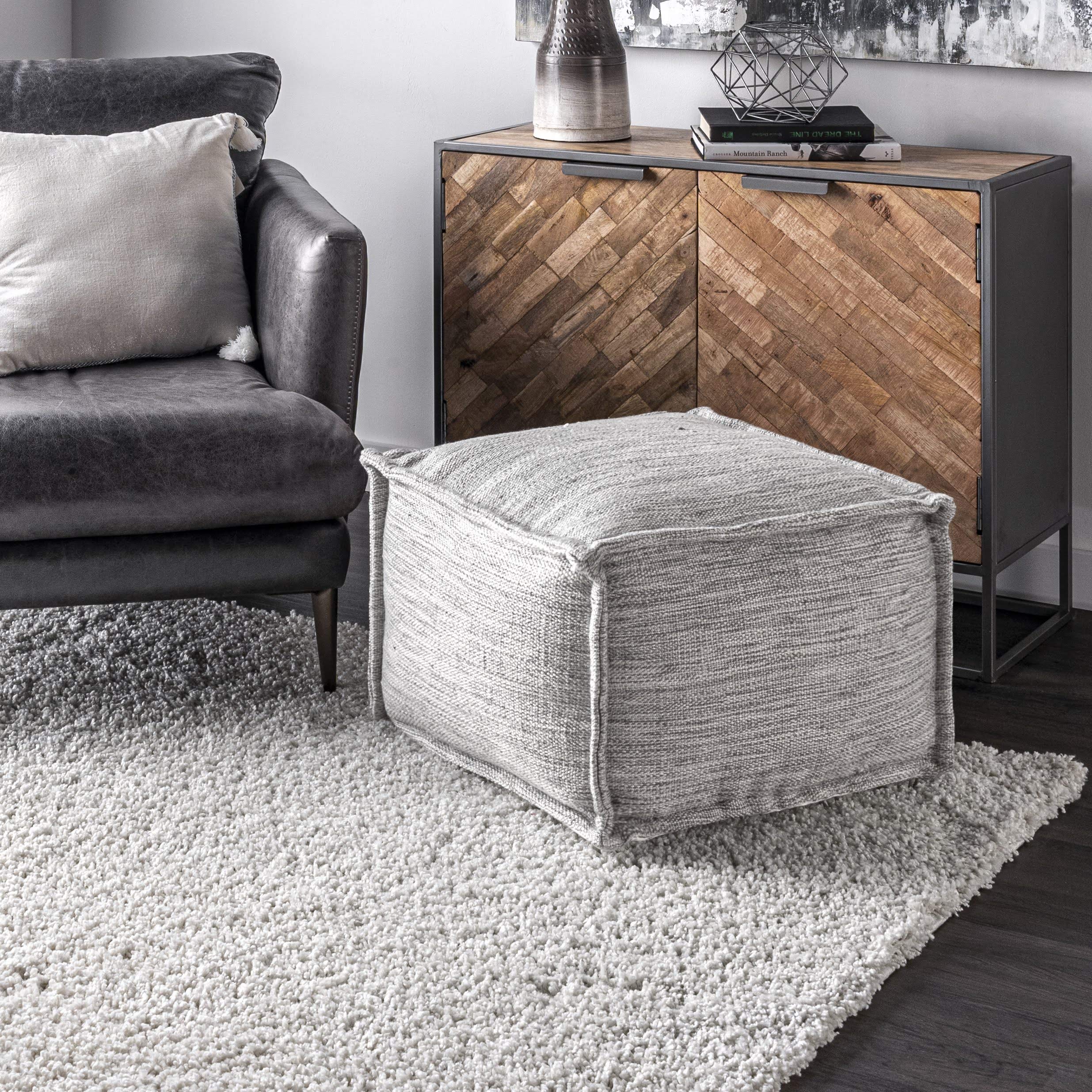 Sofia Casual Solid Indoor/Outdoor Filled Ottoman Pouf 14" x 20" x 20"
