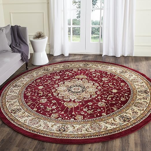 Lyndhurst Traditional Oriental Area Rug - 8' Round Black & Ivory