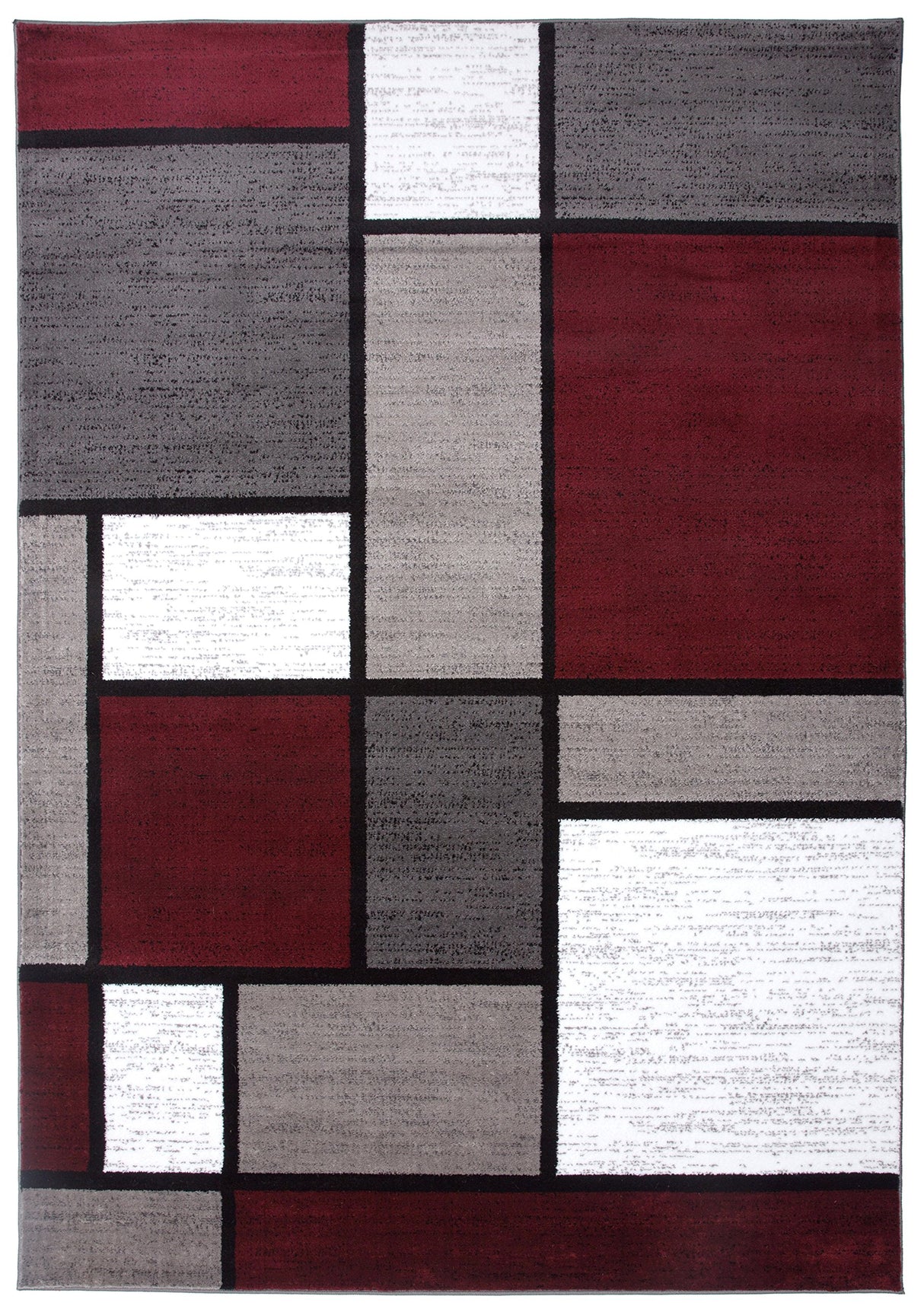 Modern Geometric Red Area Rug 5'3" x 7'3" - Non-Shedding